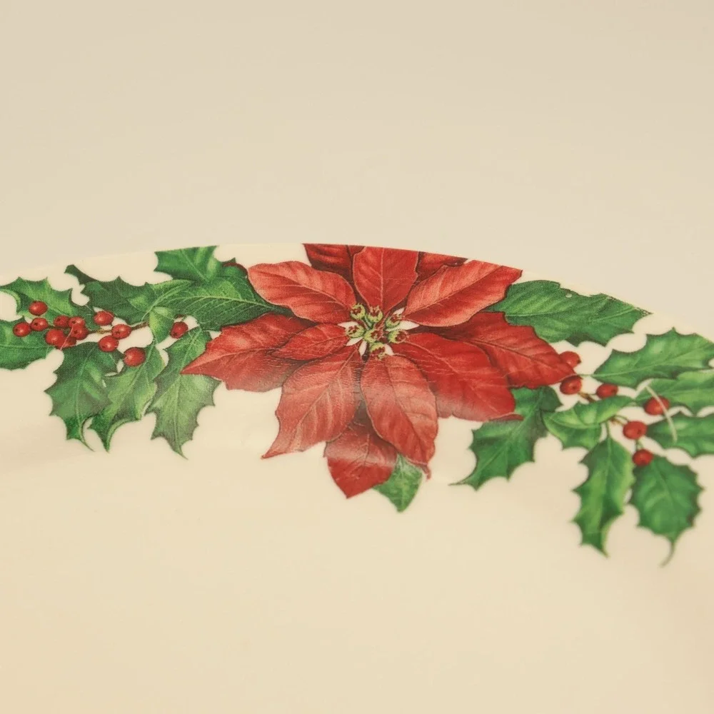 Hallmark Christmas Replacement Dinner Plate Poinsettia & Holly 10.5 Discontinued
